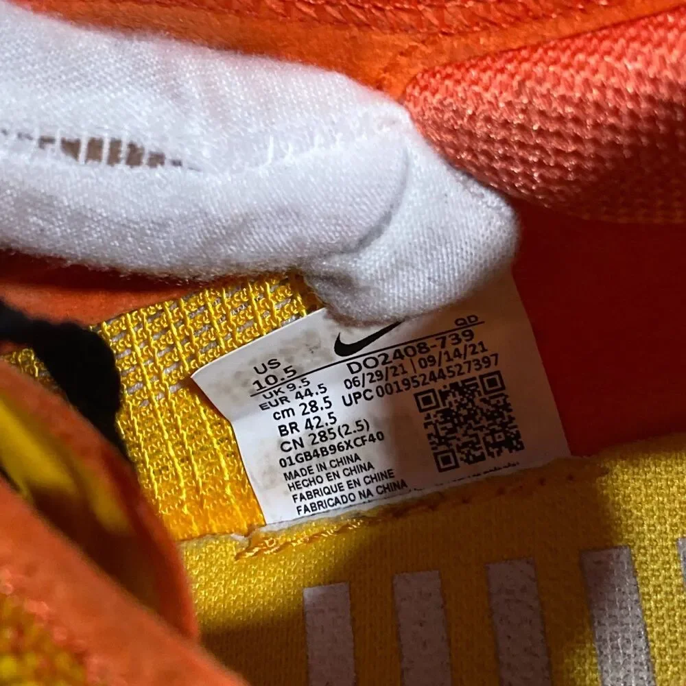 Nike ZoomX Vaporfly Next% 2 DO2408-739 Athletic Sneaker Men's 10.5 Yellow Mesh