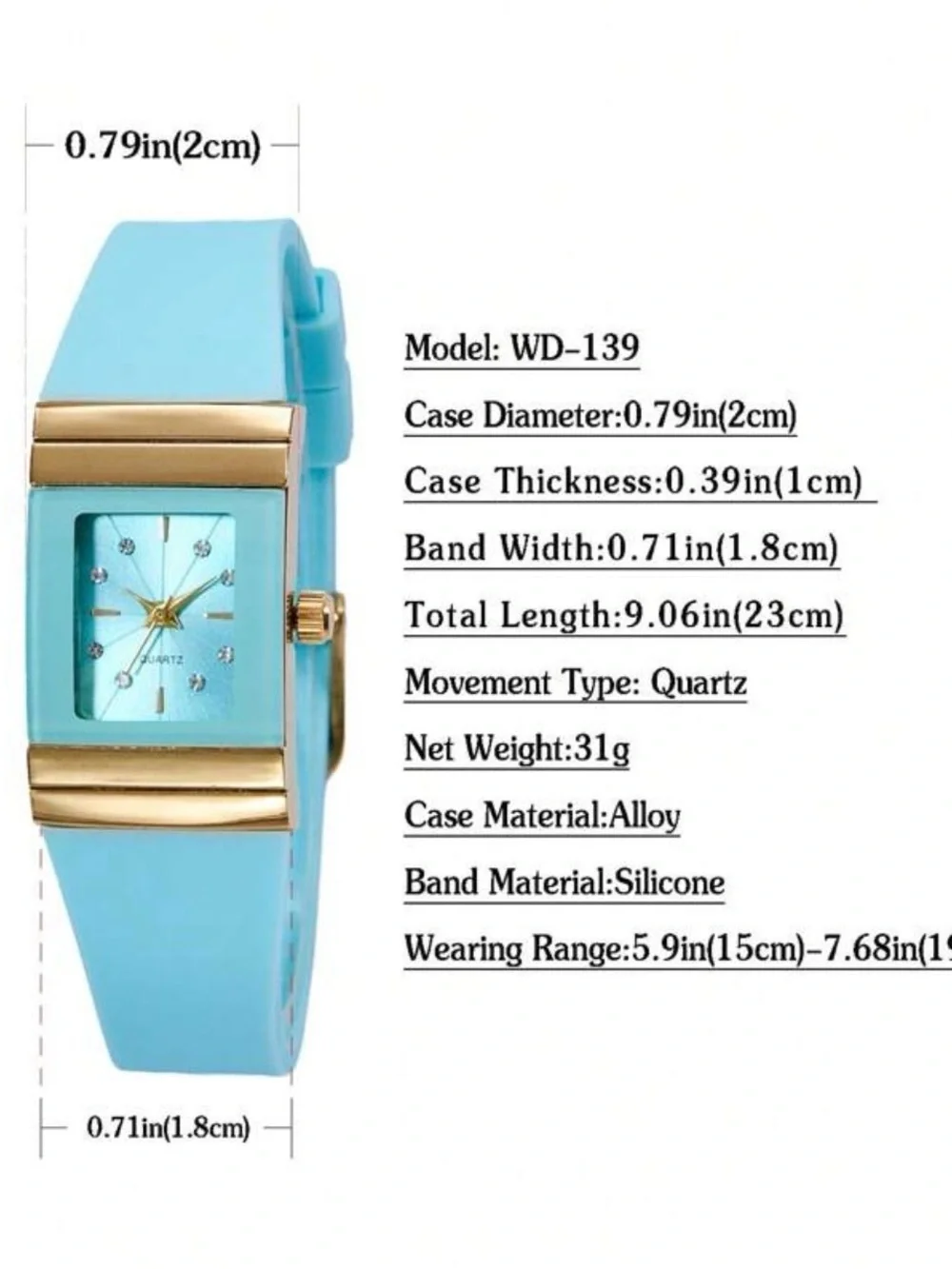 Elegant Aqua Watch with silicone band