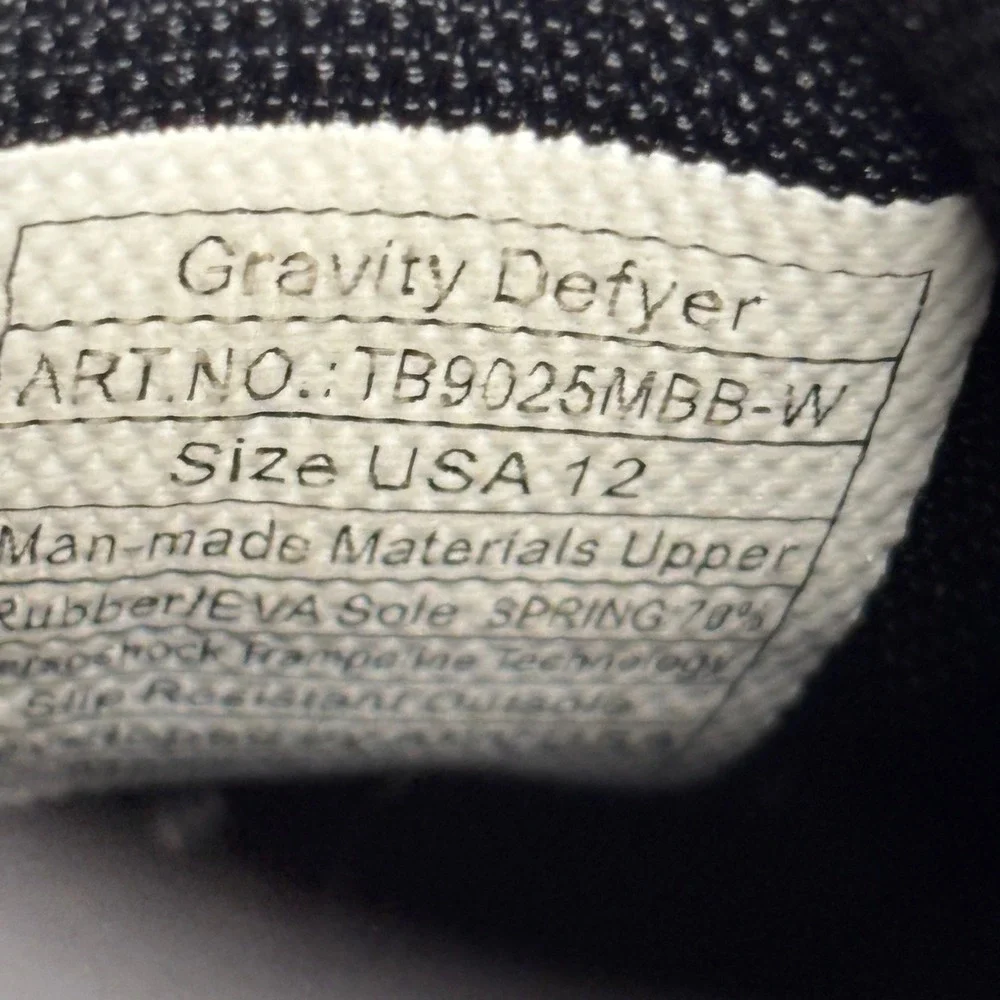 Gravity Defyer G-Defy Ion Orthopedic Pain Relief Athletic Shoe Black Men 12 Wide