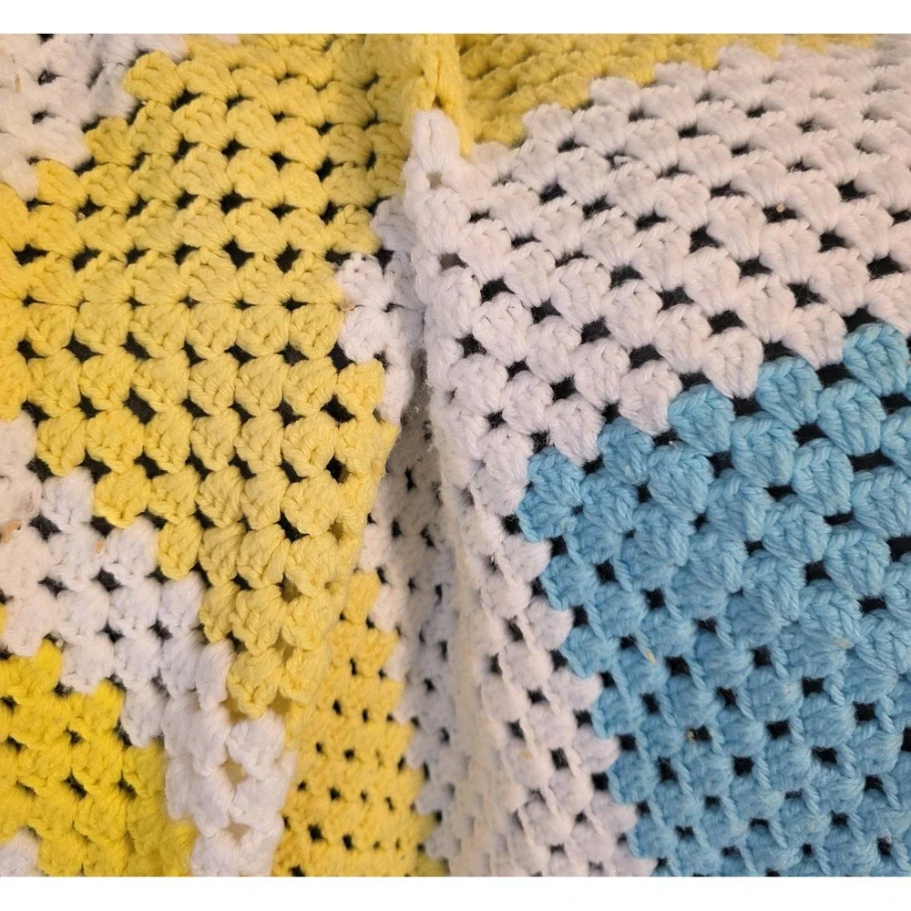 Vintage Handmade Afghan Knit Crochet Maw Maw Blanket Throw 44 X‎ 44