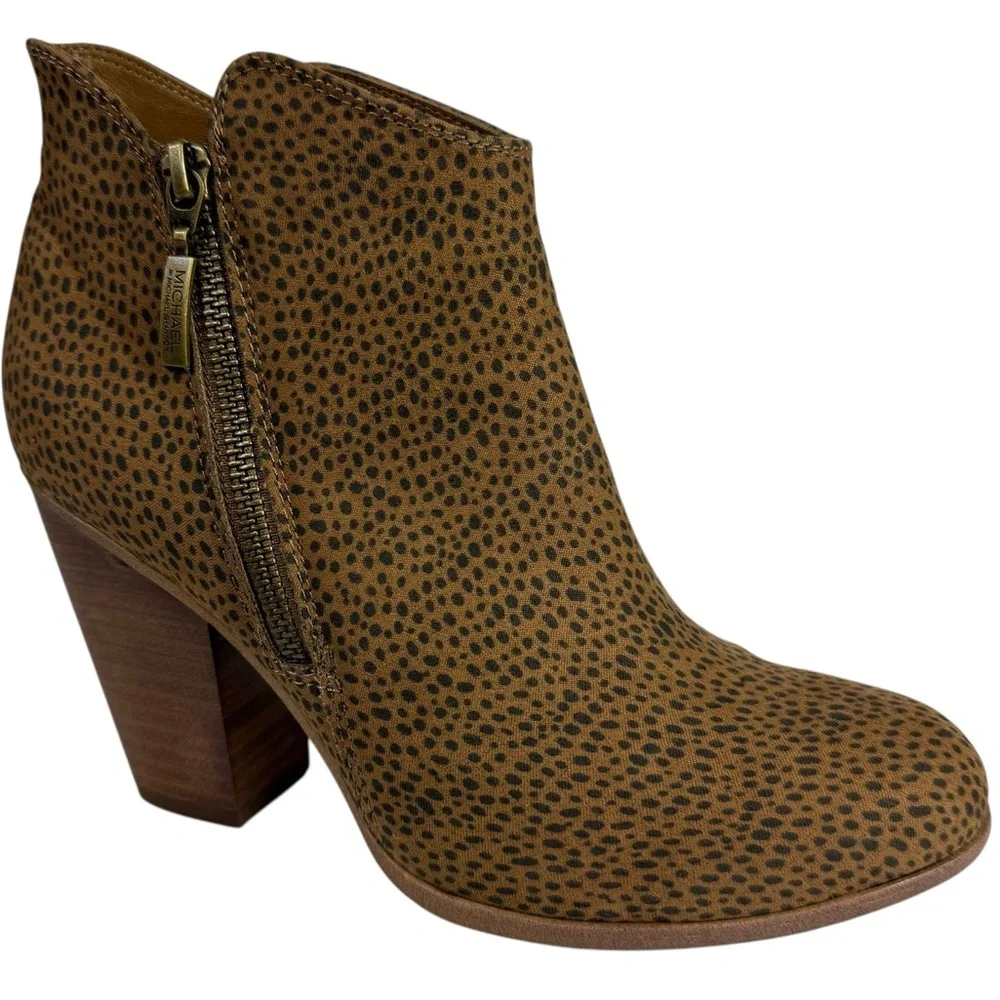 Michael Shannon Womens Ginnie Leopard Side Zip Up Bootie Size 7