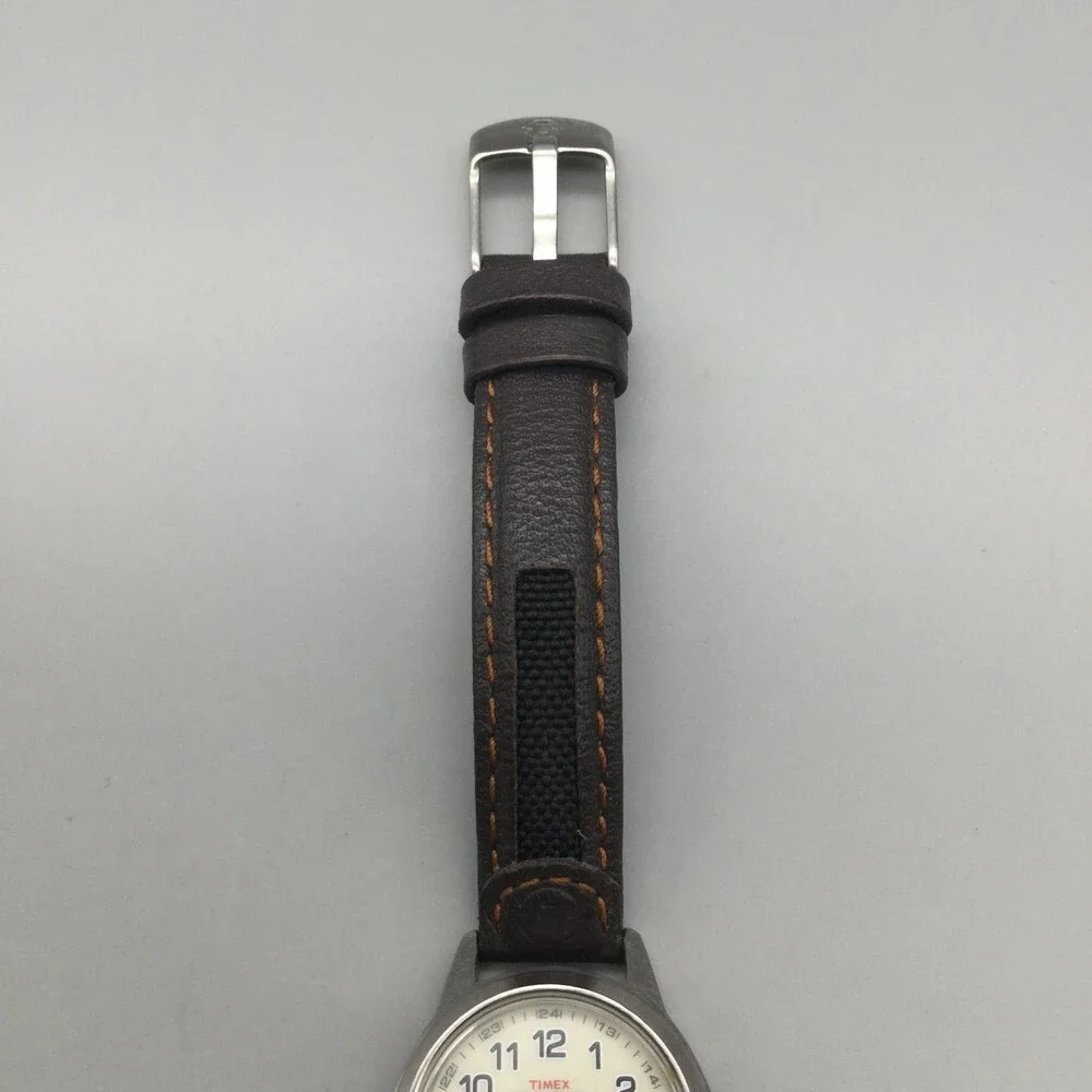 Timex Expedition Indiglo Womens Watch 26mm Cream Dial Brown Leather New Battery