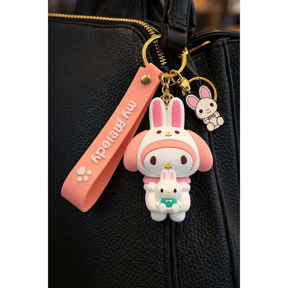MY MELODY SANRIO‎ Keychain Wristlet Bunny Charm Pink Silicone