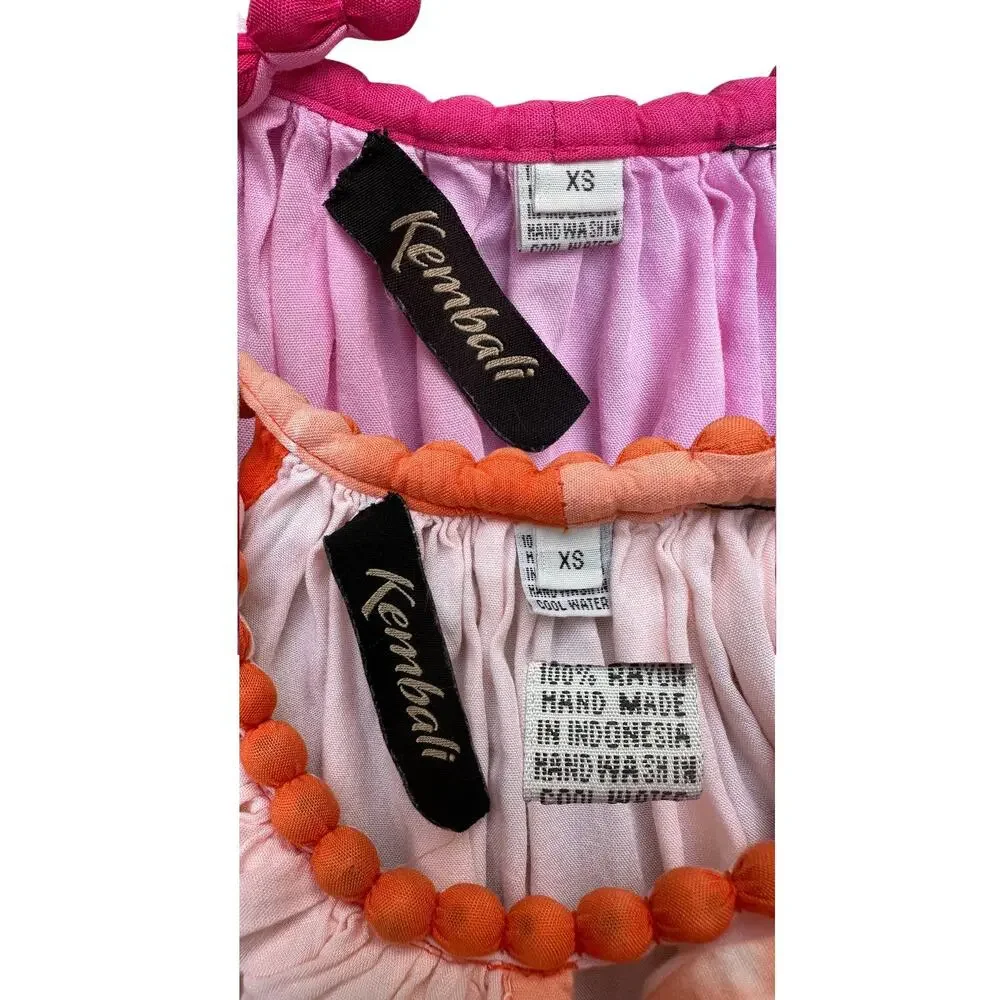 Kembali Tie Dye Dress Necklace Detail Set of 2, Baby Size XS(2T), Pink/ Orange
