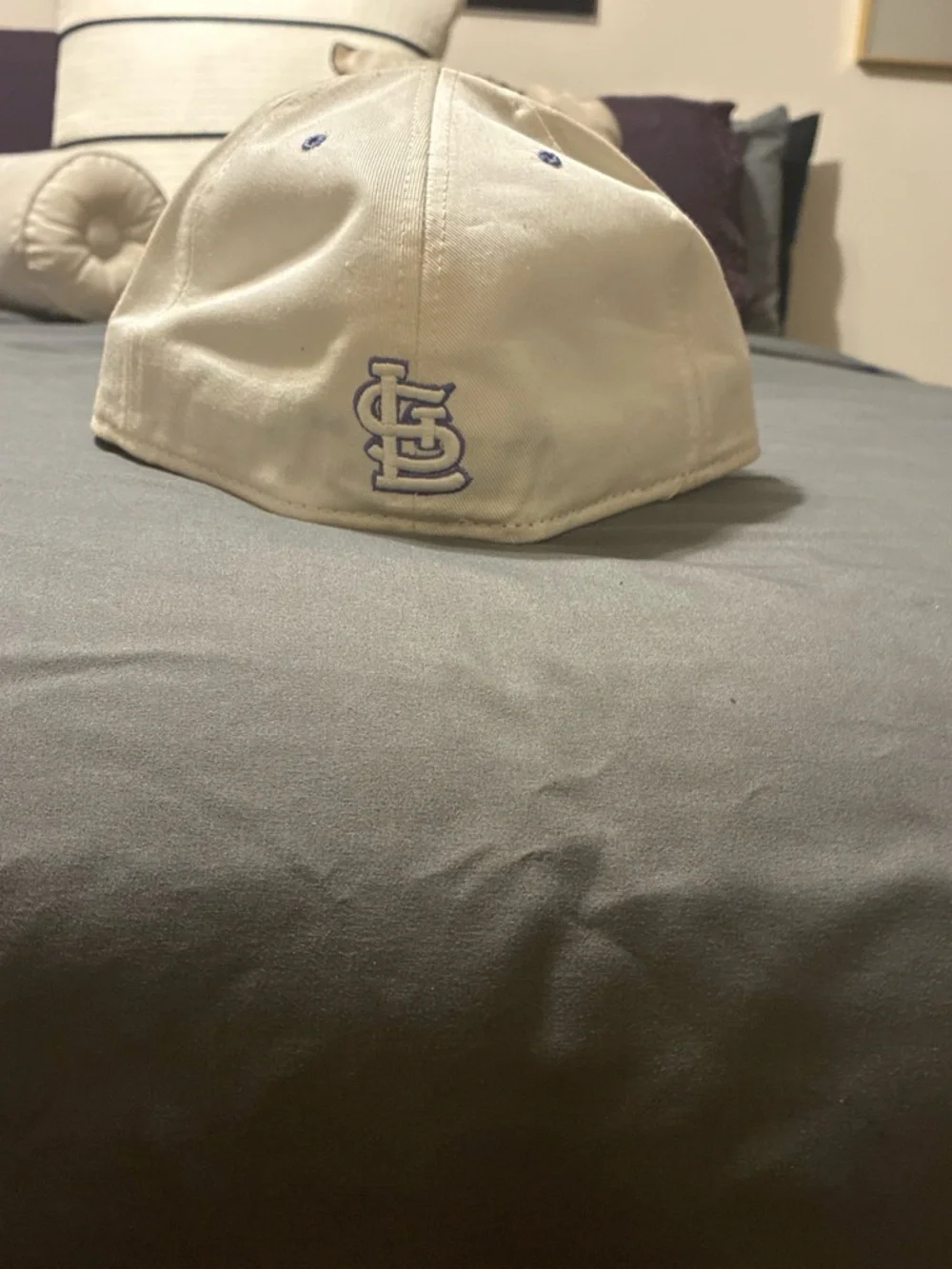 White Baseball Cap with Embroidered Interlocking Logo
