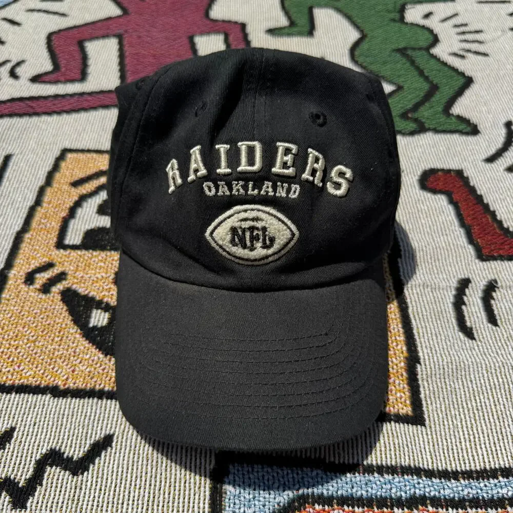 Vintage Black Embroidered Oakland Raiders NFL Puma Adjustable Hat