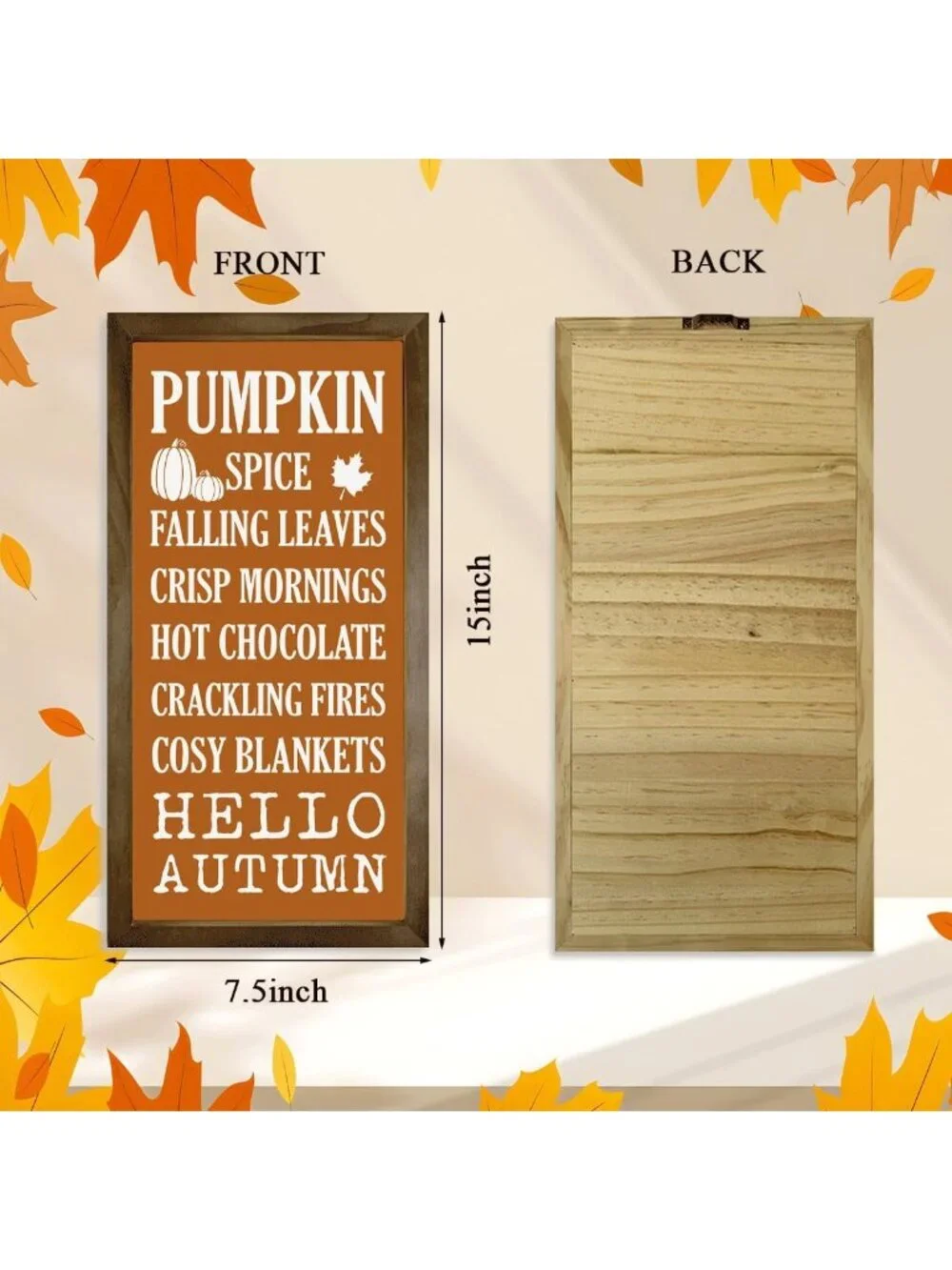 Rustic Pumpkin Wall Art, Farmhouse Framed Decor for Home Office & Living Room
