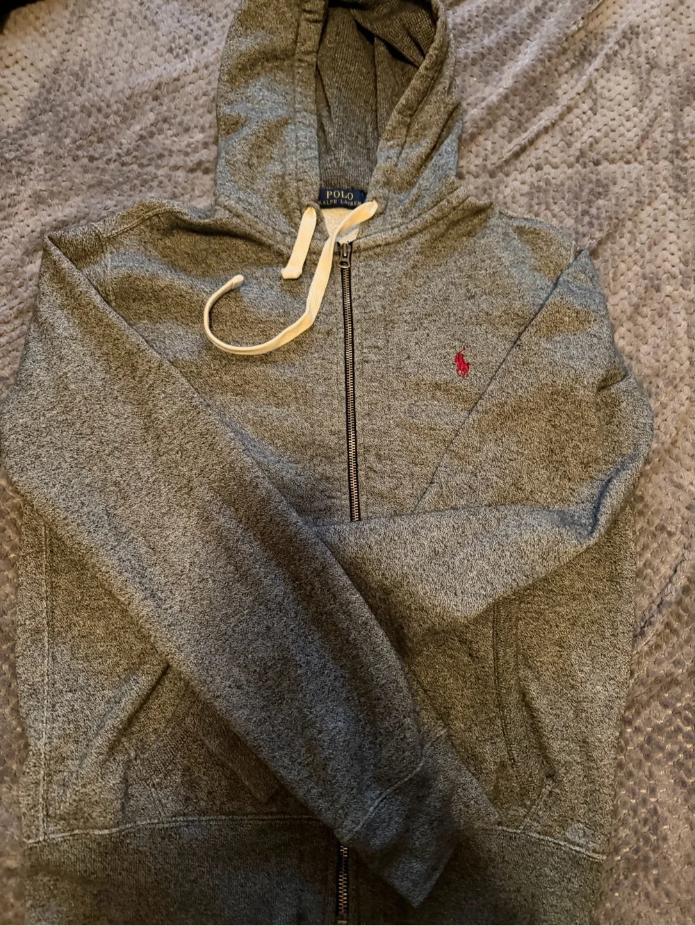 Polo by Ralph Lauren Heather Gray Zip-Up Hoodie with Red Pony