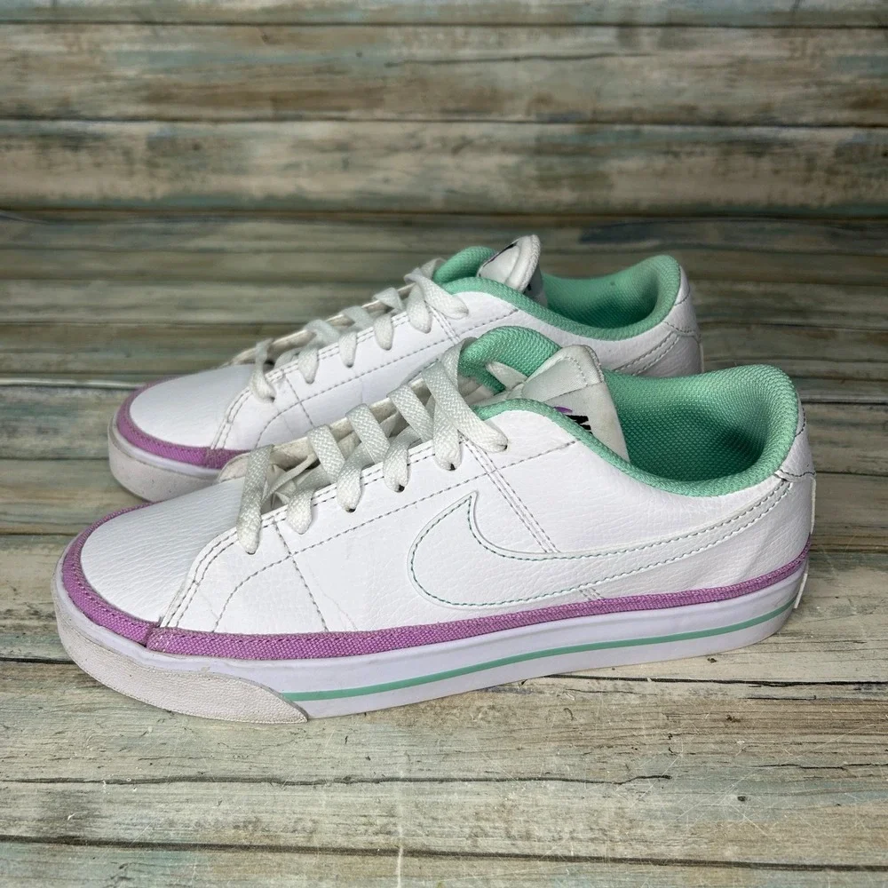 Nike White Sneakers with Mint Green and Lavender Trim