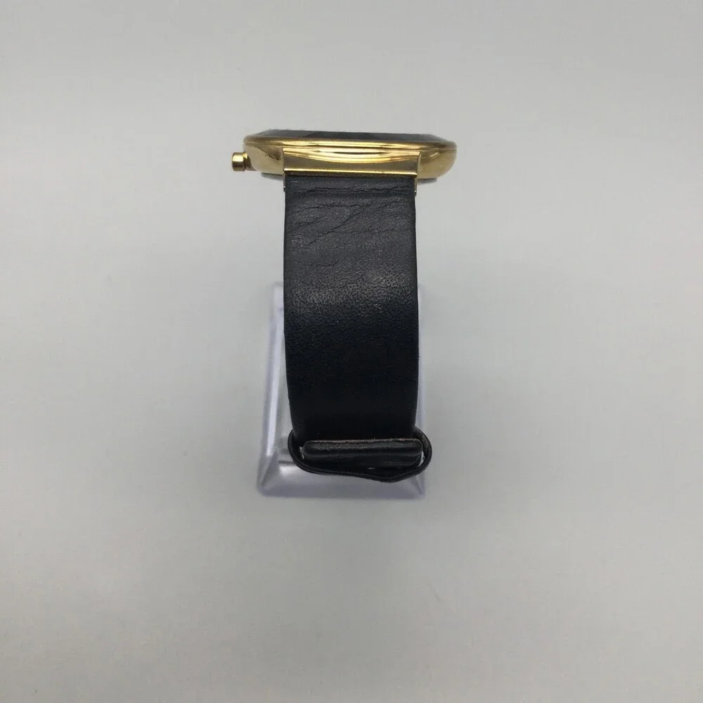 Skagen SKW2222 Womens Watch 34mm Black Dial Gold Tone Leather New Battery