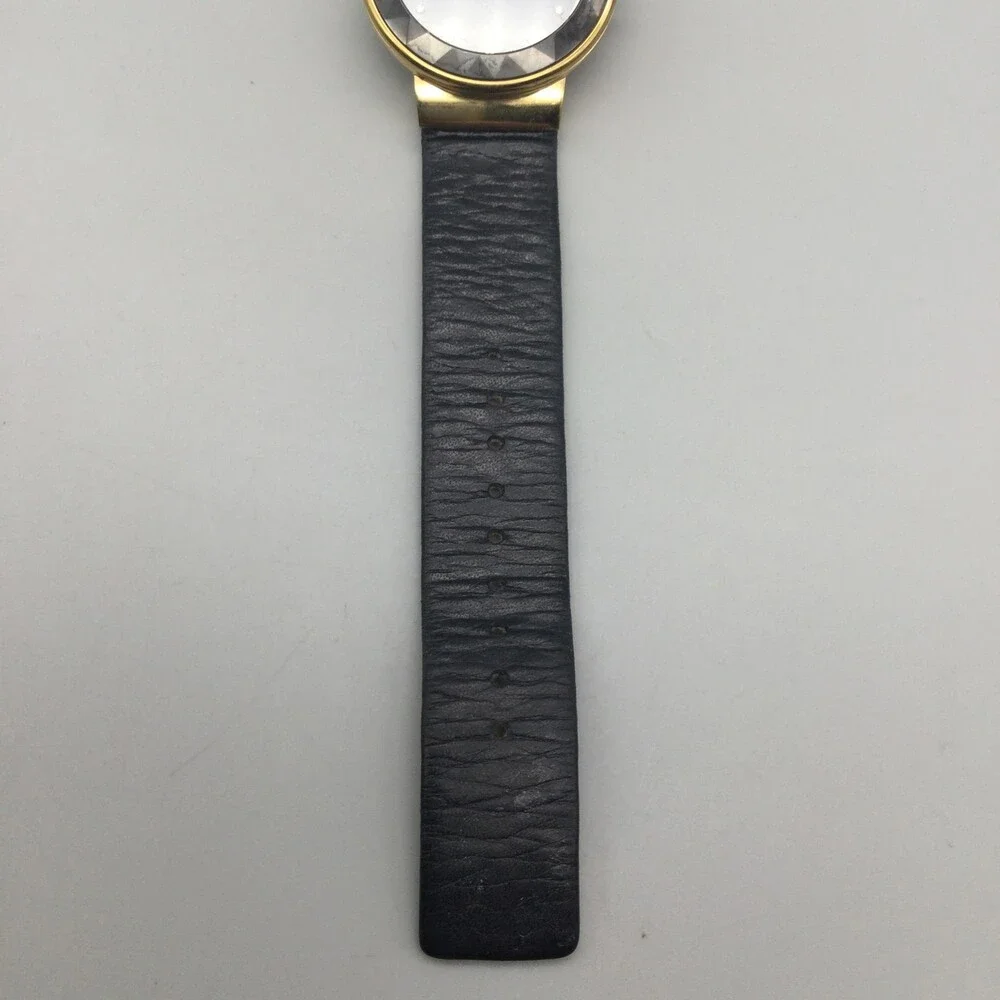 Skagen SKW2222 Womens Watch 34mm Black Dial Gold Tone Leather New Battery