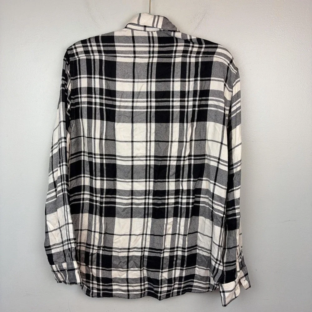 Polo Ralph Lauren Shirt men's Large Black Plaid Flannel Button Up Long‎ Sleeve