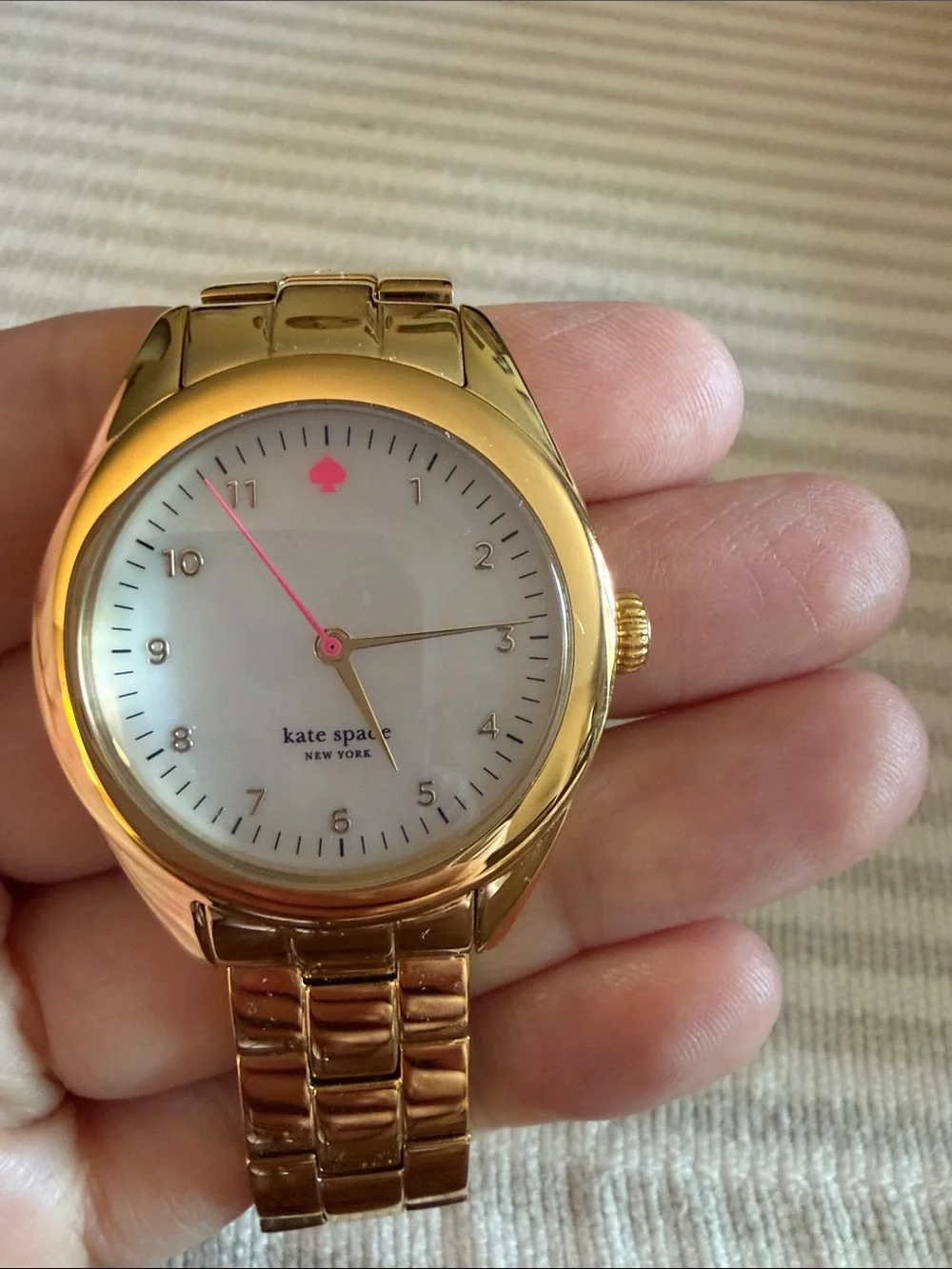 kate spade Gold-tone Watch with White Dial and Pink Accent