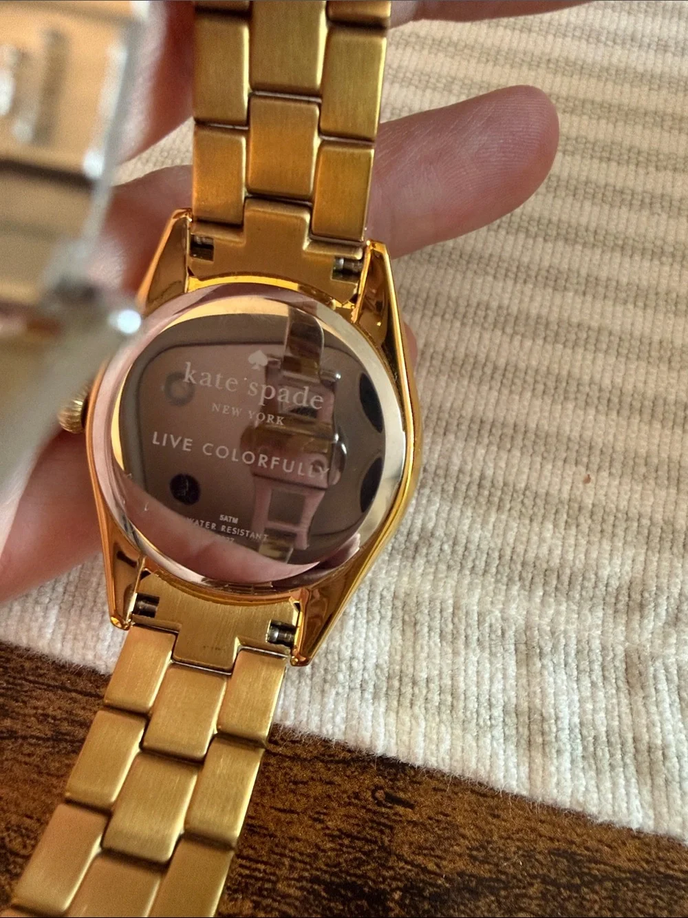kate spade Gold-tone Watch with White Dial and Pink Accent