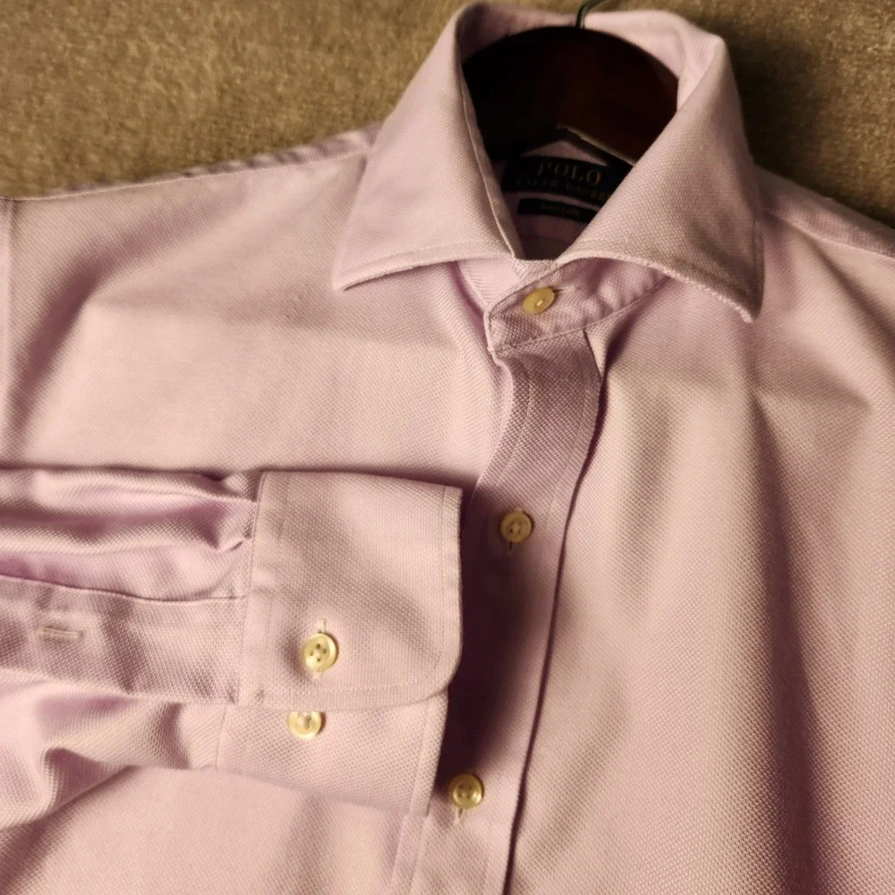 Polo Ralph Lauren Mens‎ Dress Shirt Lavender Pink Spread Collar Neck 15
