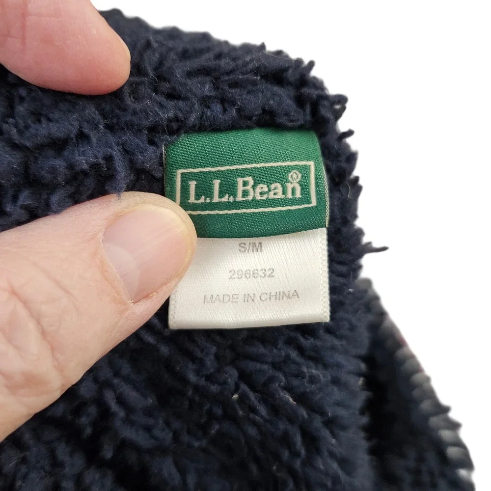 L.L. Bean Nordic Fair Isle Pom Beanie Hat Fleece Lined Ear‎ Flaps Kids S M