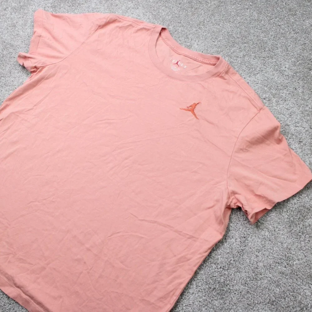 Jordan Shirt Mens 2XL XXL Pink Embroidered Jumpman‎ Logo Cotton Short Sleeve