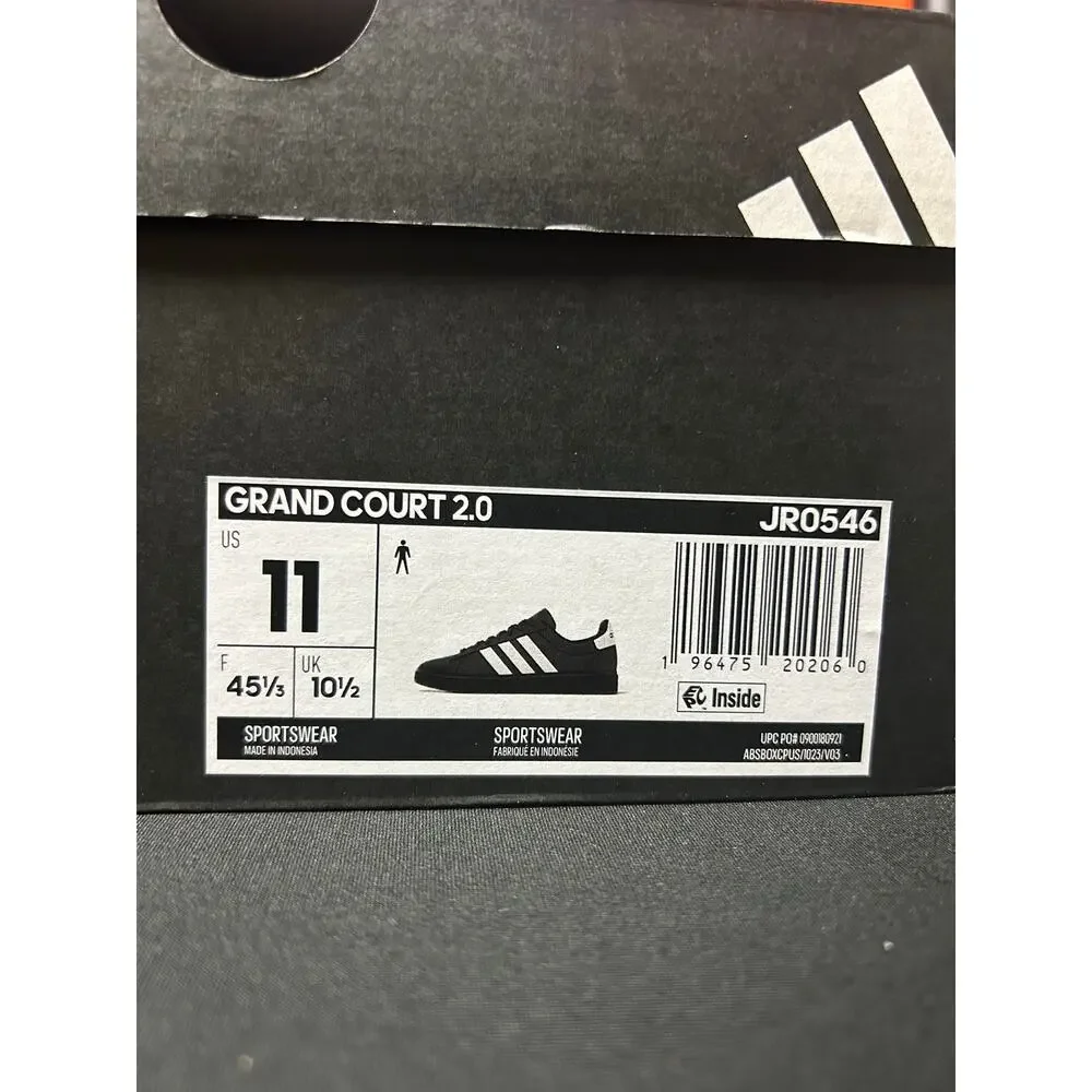 adidas Grand Court 2.0 Black White / $70 Retail! / Size 11 / Brand New!!