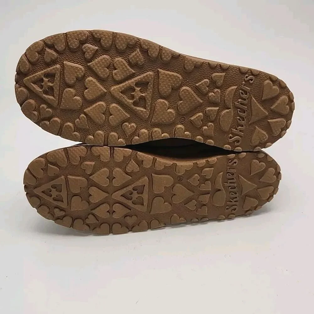 Skechers Boots Chestnut Brown Faux Sherpa Suede Women 10 Flat SN48676 Shoe Ankle