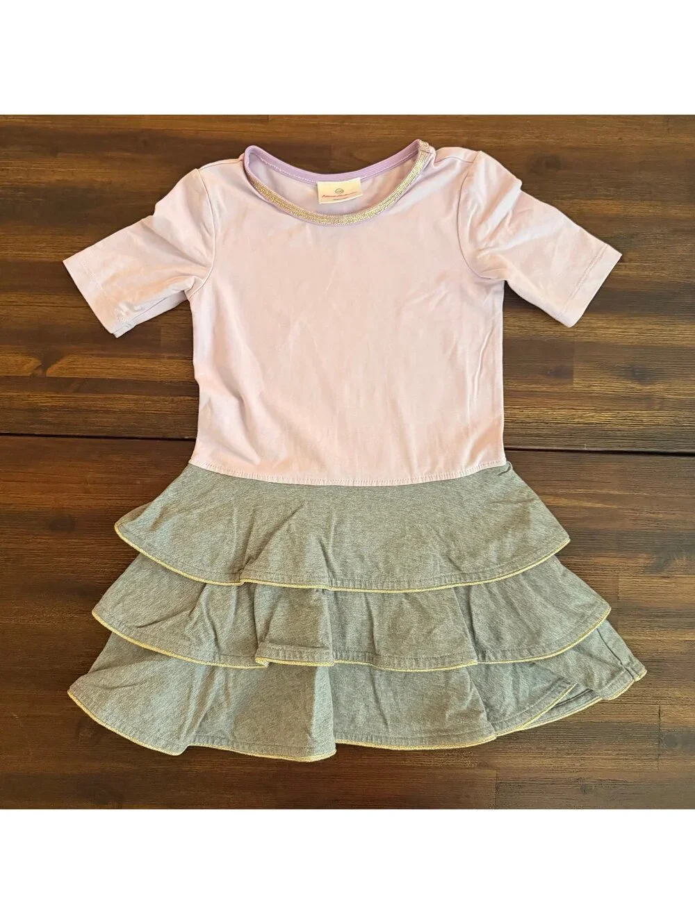 Hanna Andersson Light Purple with gray Ruffle Skirt Gold Details Size 4