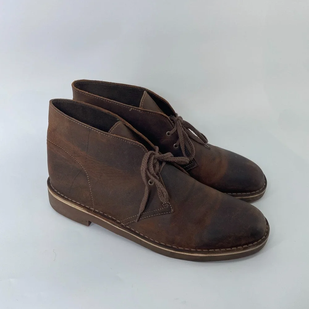 Clarks Mens Bushacre‎ 2 Brown Leather Chukka Desert Boots Sz 11 M