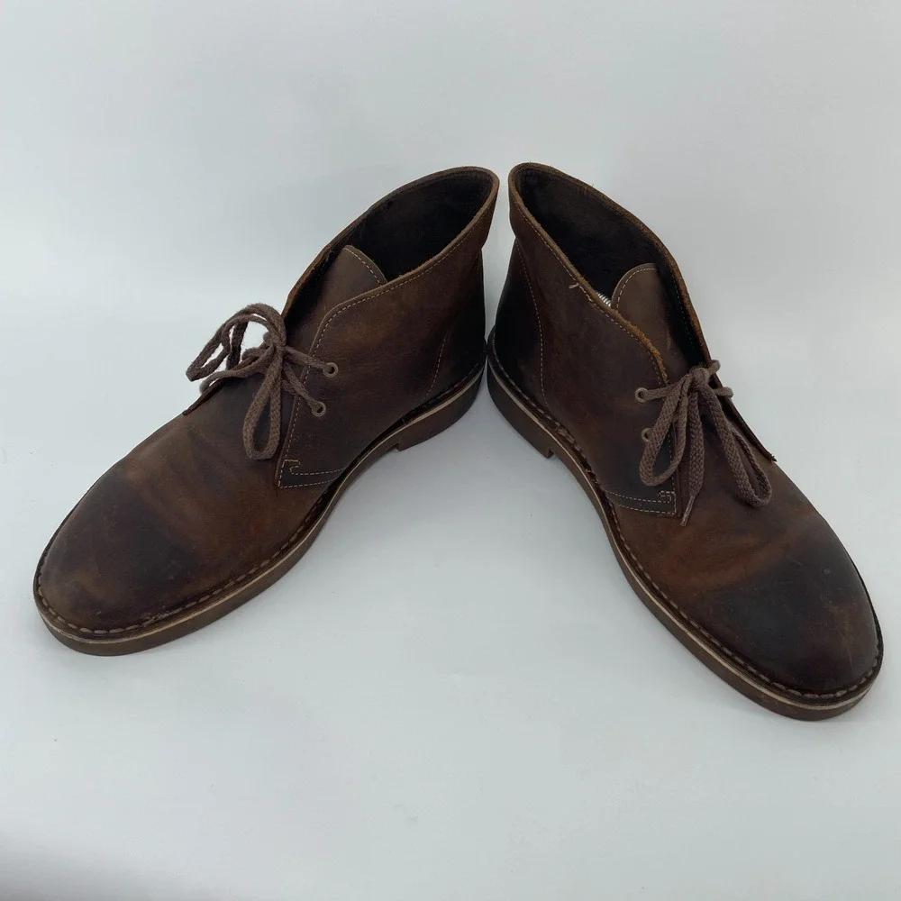 Clarks Mens Bushacre‎ 2 Brown Leather Chukka Desert Boots Sz 11 M