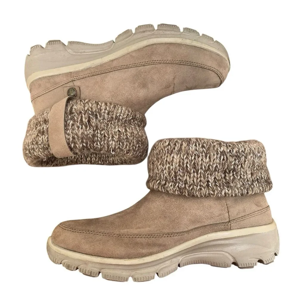Skechers‎ Booties Sz 6.5 Relaxed Fit Cooled Memory Foam Taupe
