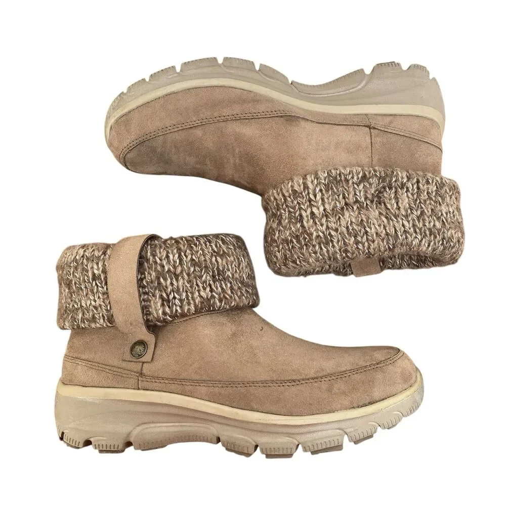 Skechers‎ Booties Sz 6.5 Relaxed Fit Cooled Memory Foam Taupe