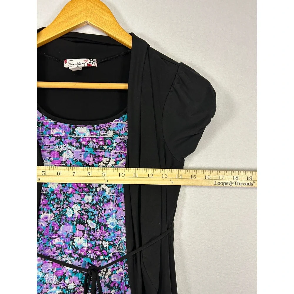Floral Ruffle Party Dress Speechless Kid Size 16 Purple Black Shrug E3775D01MTFG