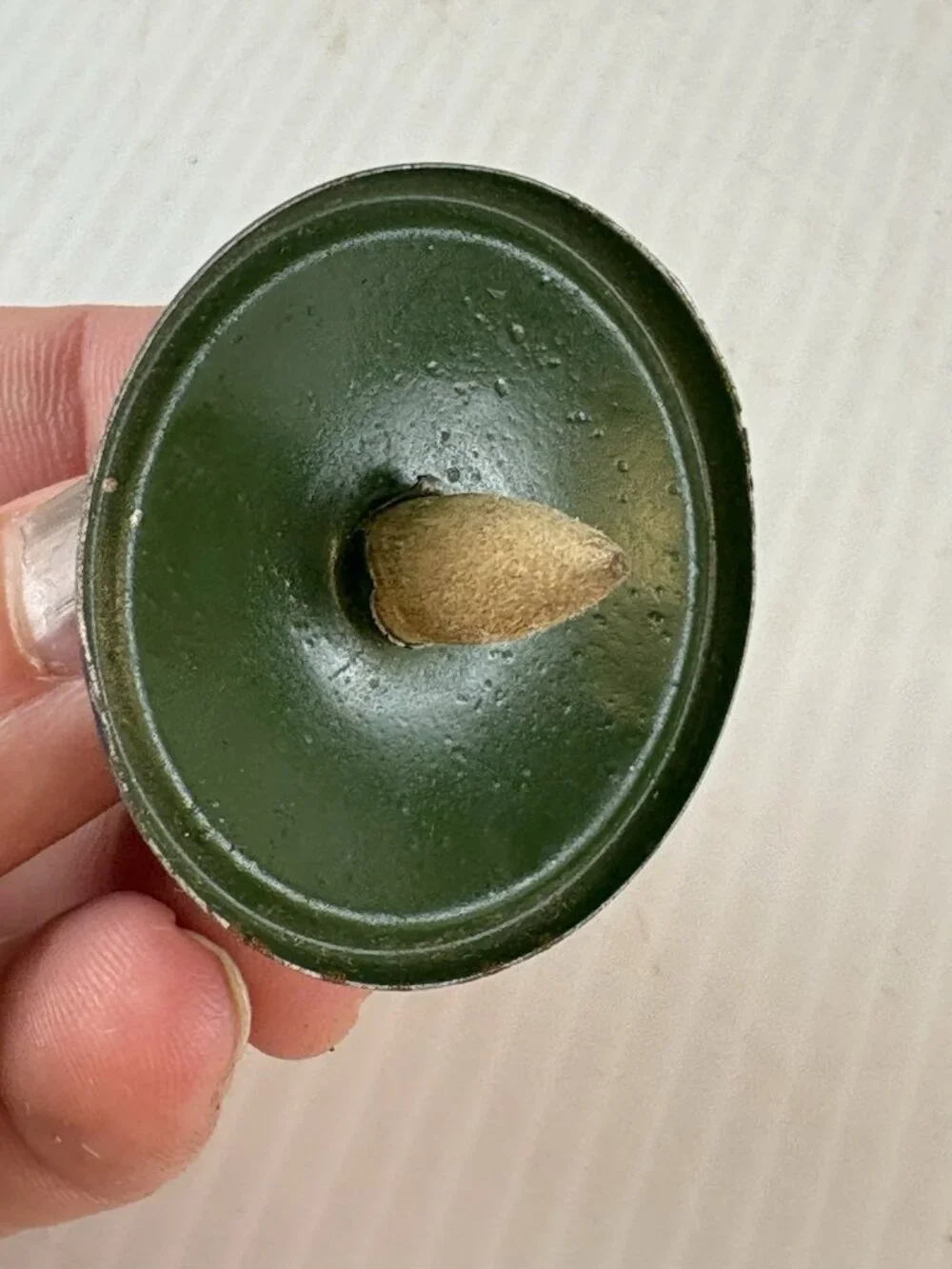Antique Poll-Parrot Shoes Advertising Tin Spinning Top, 1.25in, UA-51, Vtg