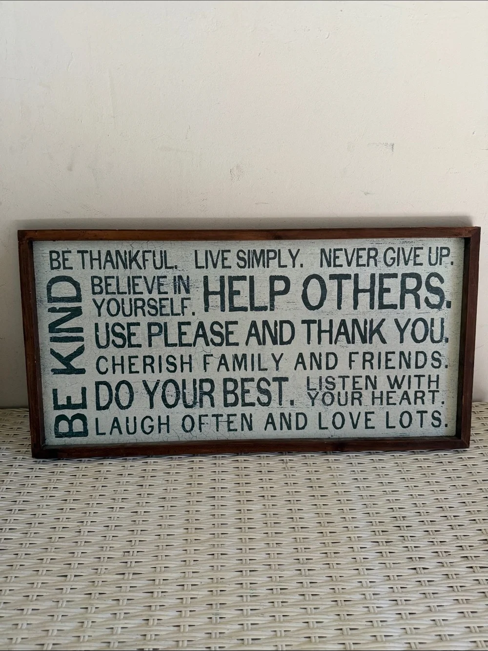 Framed Inspirational Wall Sign in White and Dark Gray