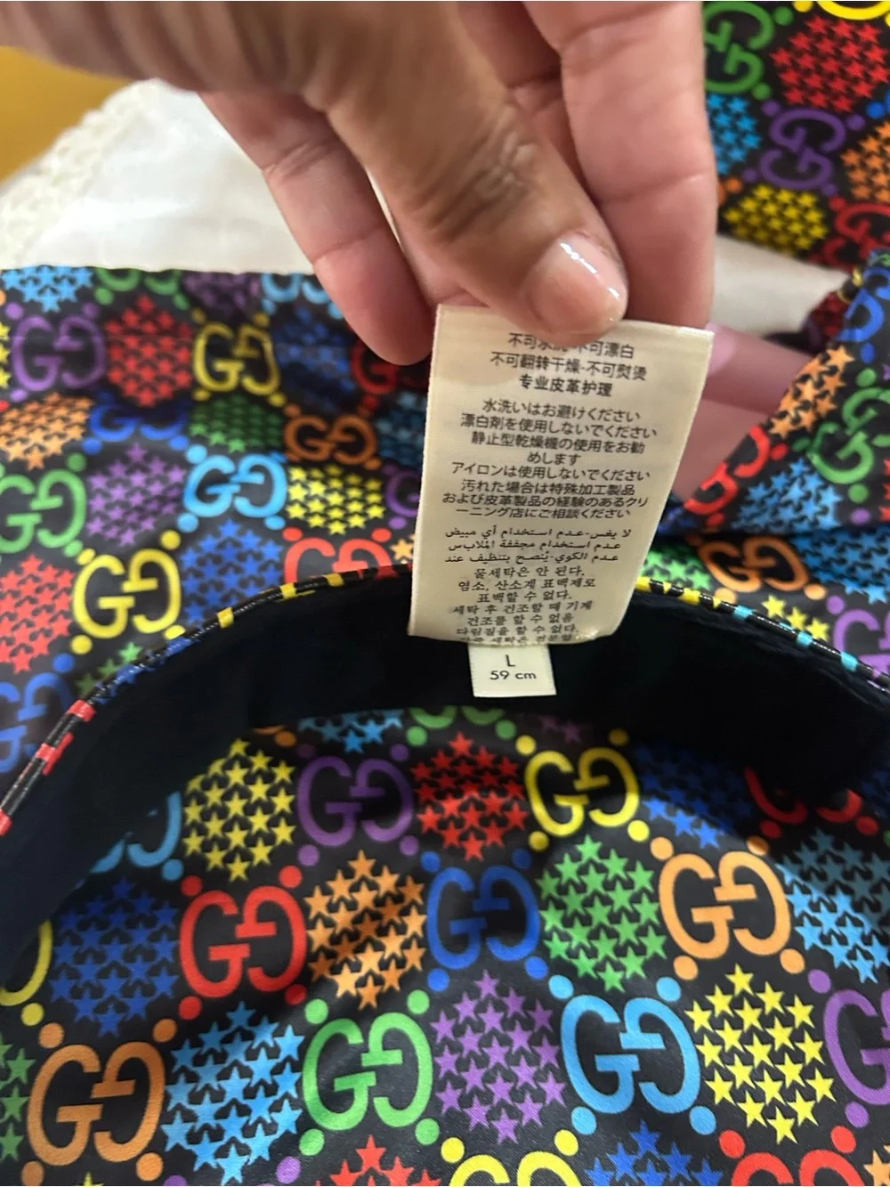 Gucci Unisex Multicolor GG Logo Visor Hat with Pink Ribbon