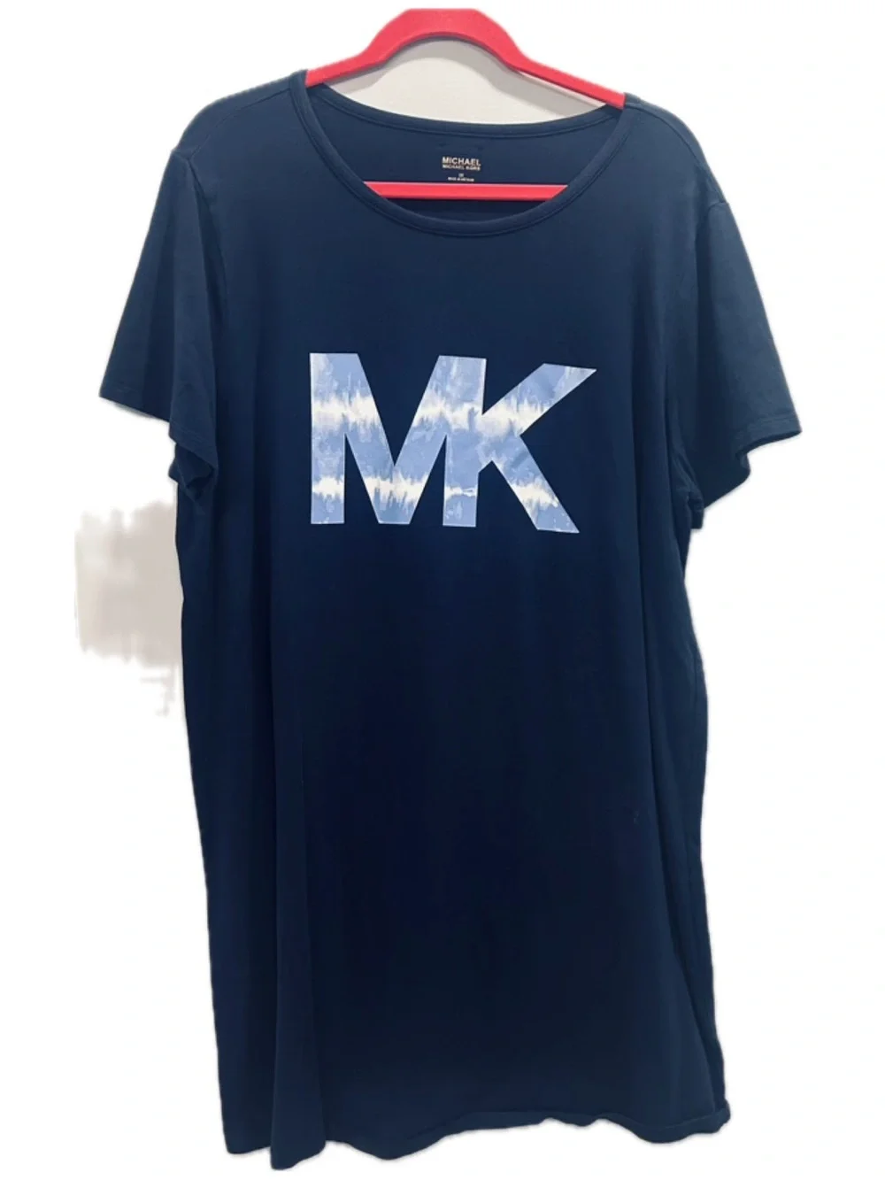 Michael Kors Navy Blue Tee Dress with Light Blue MK Logo 2X