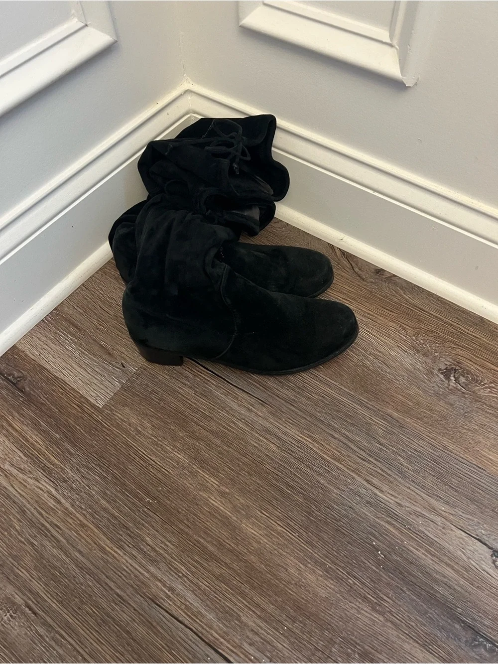Stuart Weitzman Black Over-the-Knee Suede Riding Boots