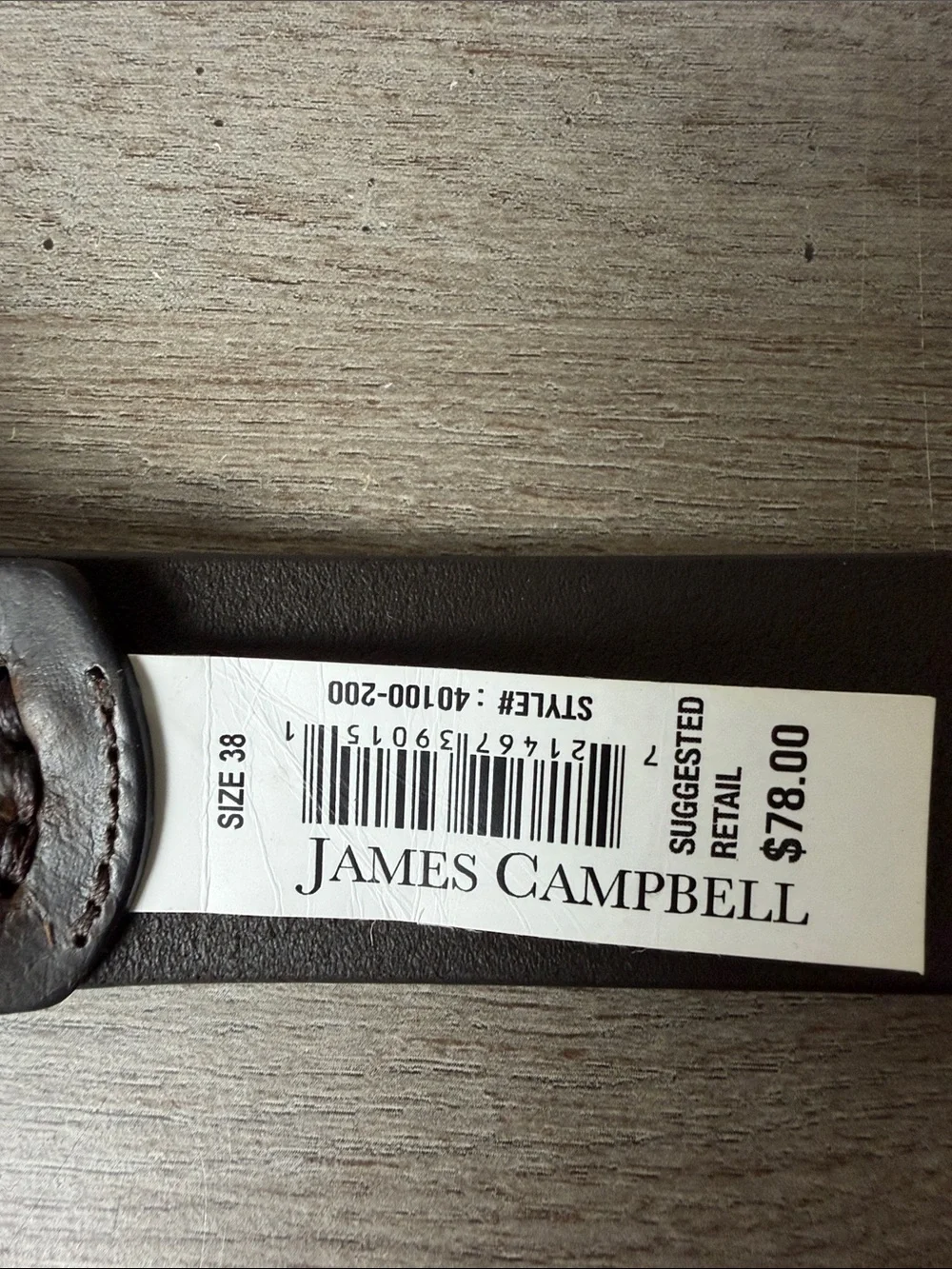 James Campbell Dark Brown Leather Men's Belt with Gunmetal Buckle