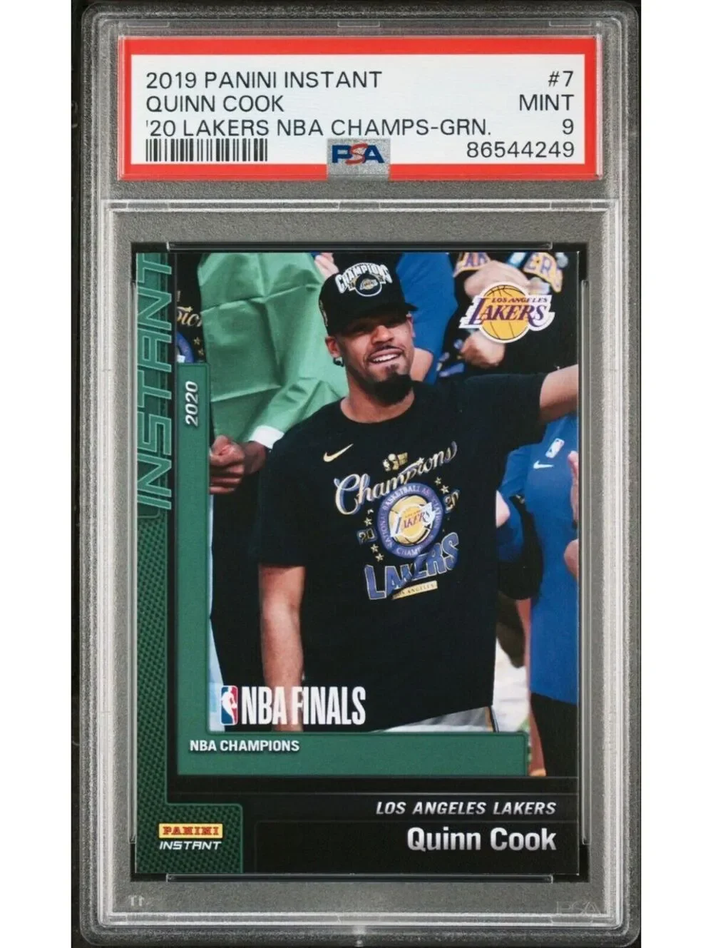 Quinn Cook 2020 Panini LA Lakers NBA Champions #7 Green Card 10/10 PSA 9 Mint