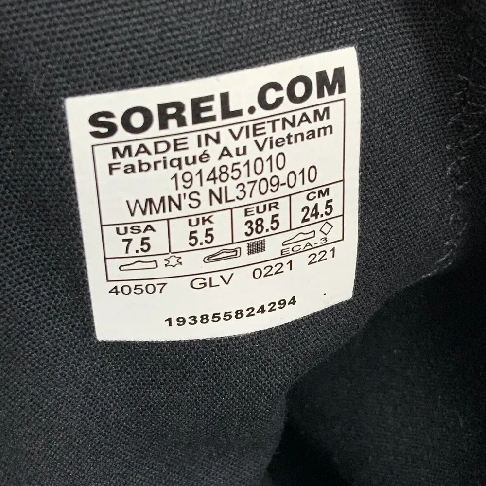 New Sorel Cate Waterproof Leather Boots Harness Buckle Zip Black 7.5