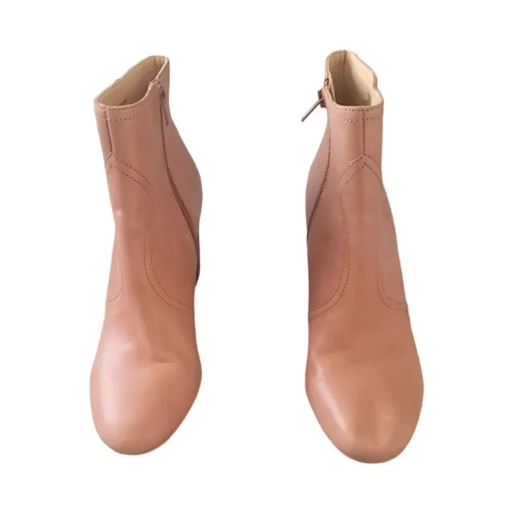 Lucky Brand Womens Sheirin Heeled Ankle Booties Size 9M Tan Leather Western