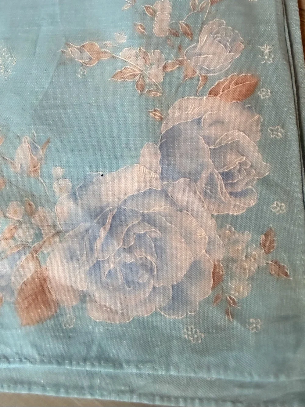 Pierre Balmain Paris handkerchief neckerchief bandana twillie pastel blue floral