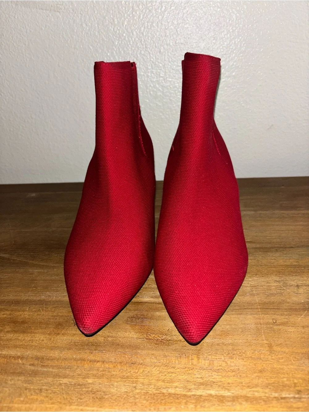 Women's Red Pointed-Toe Ankle Booties with Stiletto Heel