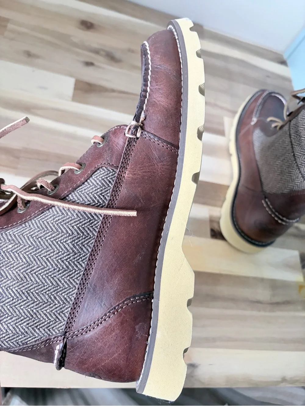 Sperry Top-Sider Men’s Leather & Herringbone Tweed Moc-Toe Boot Size 8