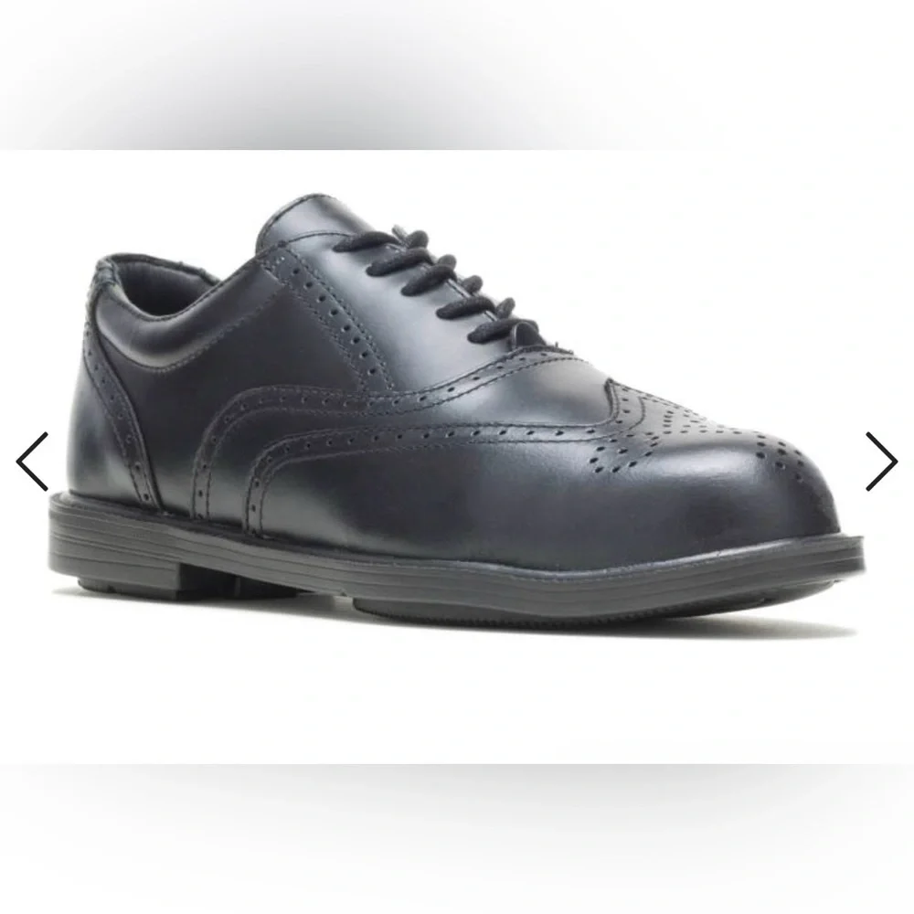 HUSH PUPPIES PROFESSIONALS Black Men's wing tip Oxford STEEL TOE Dress Shoe NEW