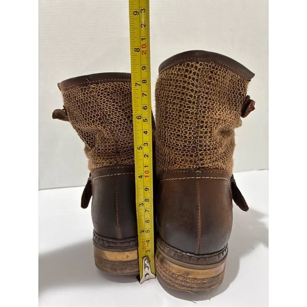SUNDANCE| Womens Bound For Glory Brown Leather Ankle Buckle boho Boots size 38