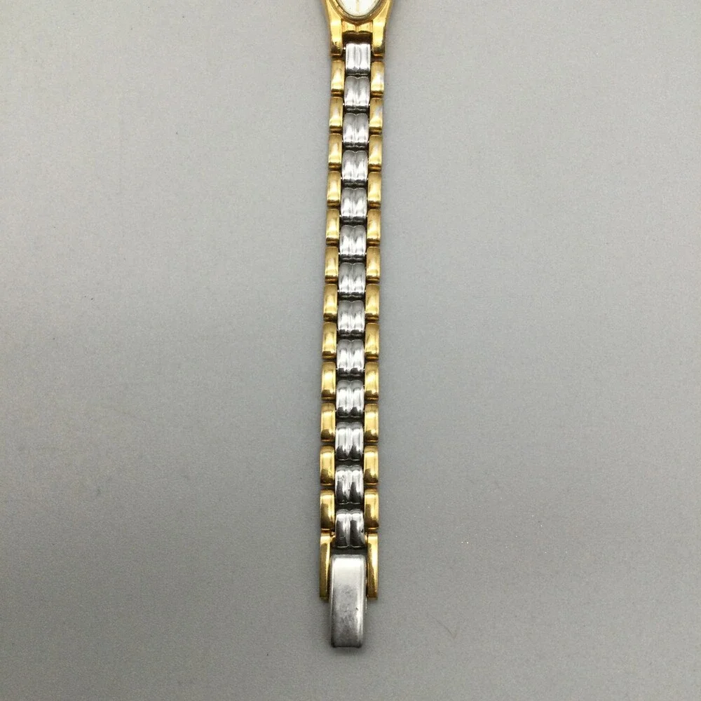 Pulsar Watch Women V220-6190 12mm Silver Gold Tone Oval Dial New Battery 7.25