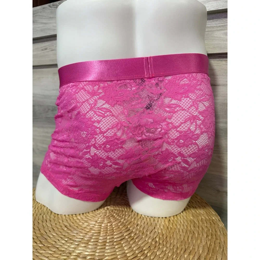 Cosabella Men's Never Say Never Hot Pink Lace‎ Boxer Trunk Size L