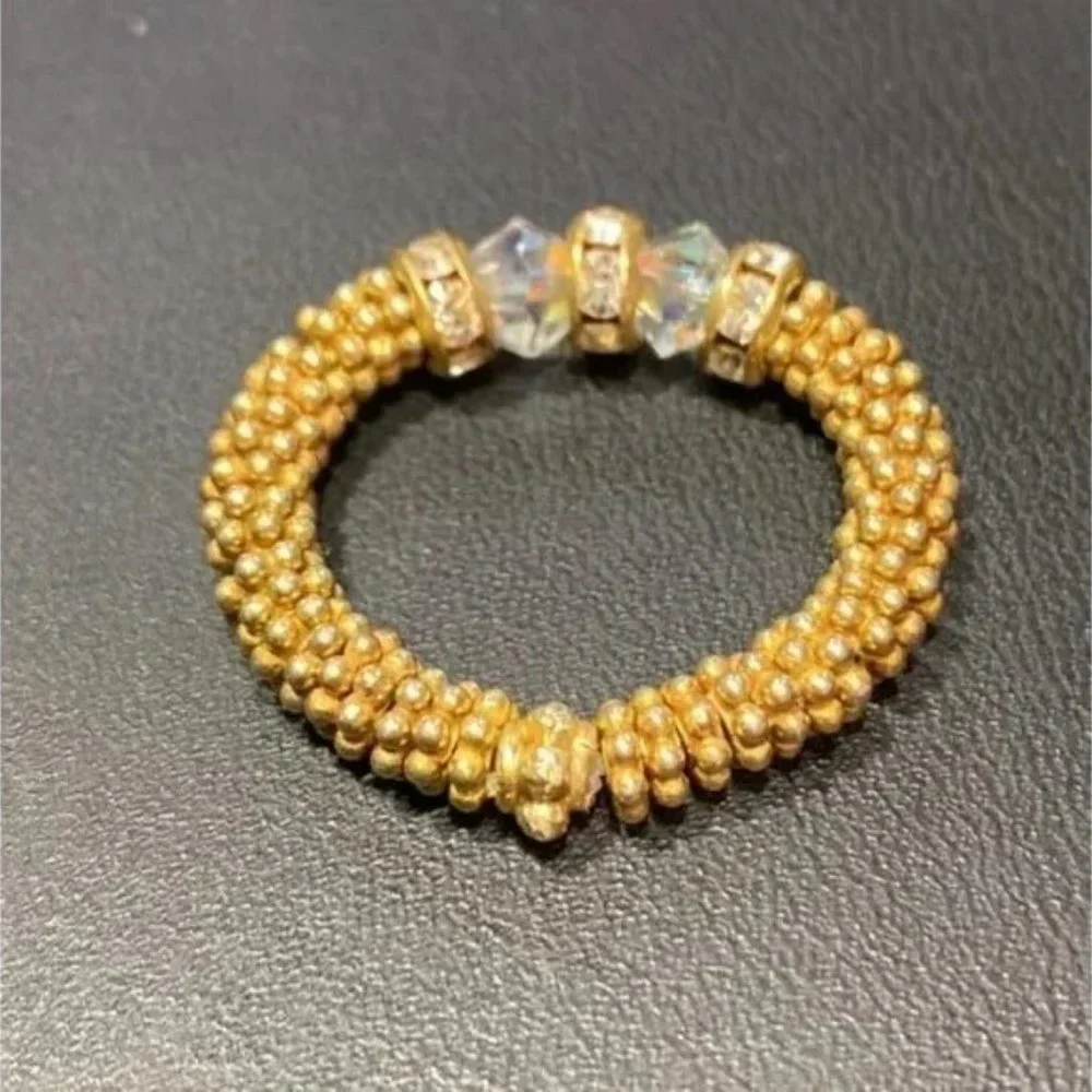AB Swarovski crystal Stretch ring clear Gold vermeil