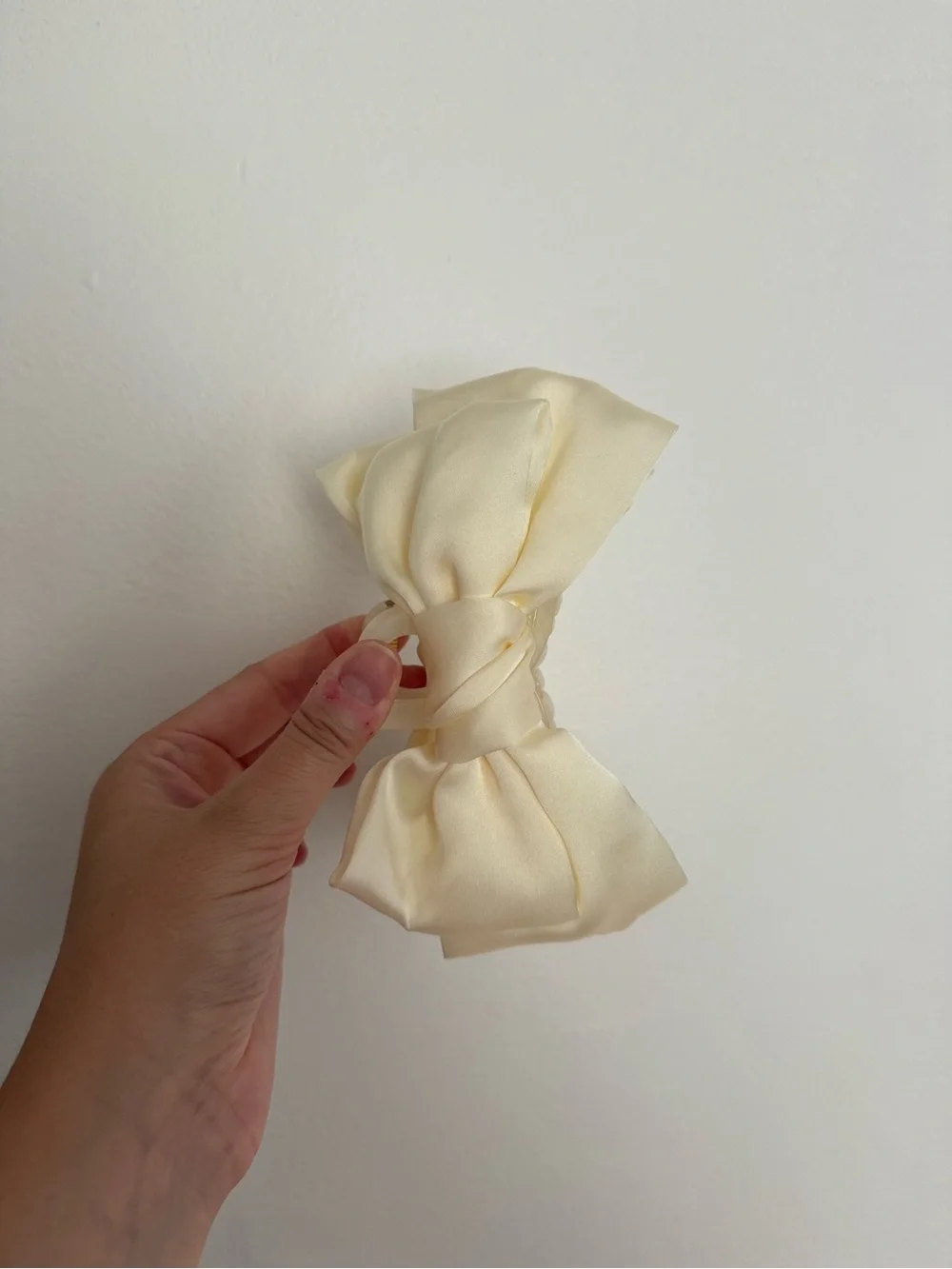 Anthropologie Cream Satin Bow Hair Clip