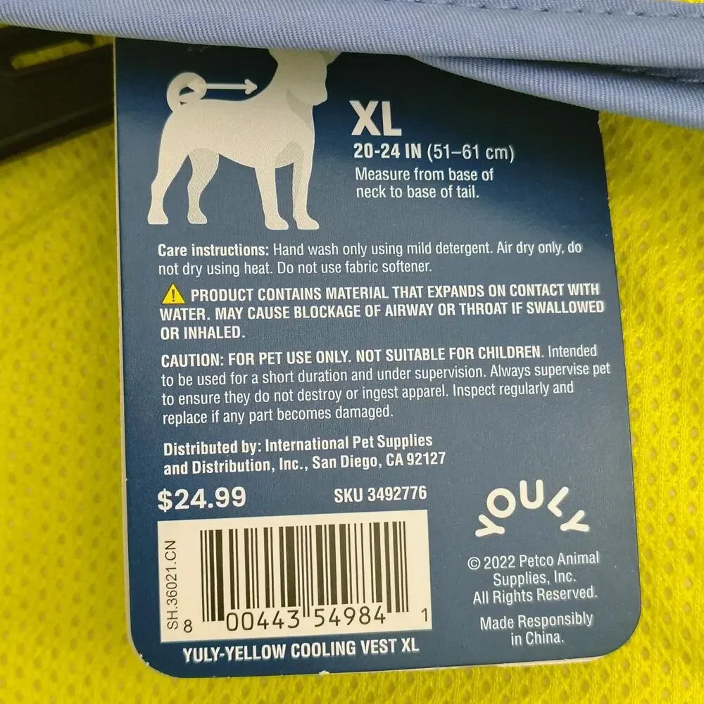 YOULY Cooling Dog Vest XL Neon Green Nature Lover Summer 20-24