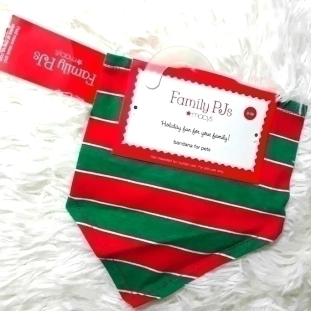 Macys Family PJ's Holiday Stripes Pet Bandana