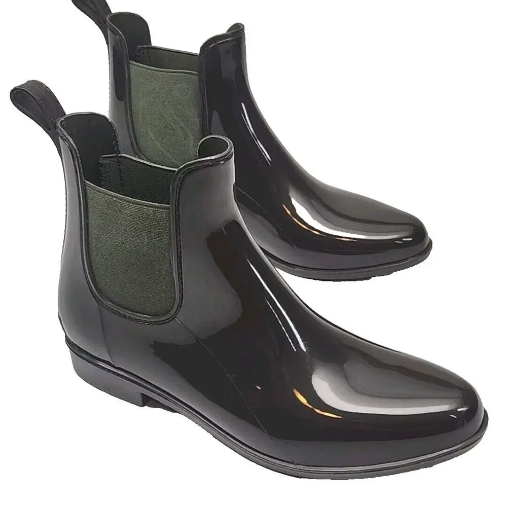 Ralph Lauren Rubber Boot Tally-Bo-Rai Rain Ankle Women Sz 11 Brown Green Shoe